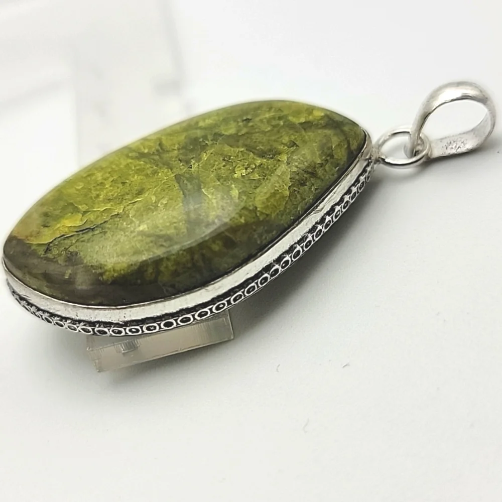 Elegant Green Australian Opal 925 Silver Plate Teardrop Pendant Natural Gemstone